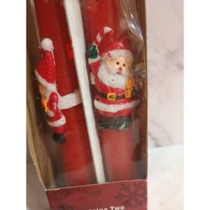 Vintage 10" Christmas Holiday Red Taper Candles Christmas Trees-New Old Stock